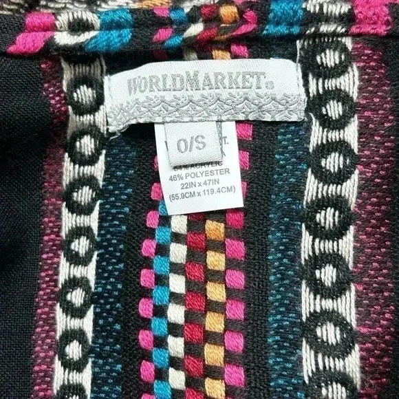 World Market Bohemian Embroidered Long Open Front Kimono Duster Aztec One Size - Picture 4 of 10